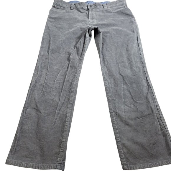 LL Bean Corduroy Pants Mens 38x29 Gray Straight Preppy Standard Fit Distressed - Picture 1 of 7